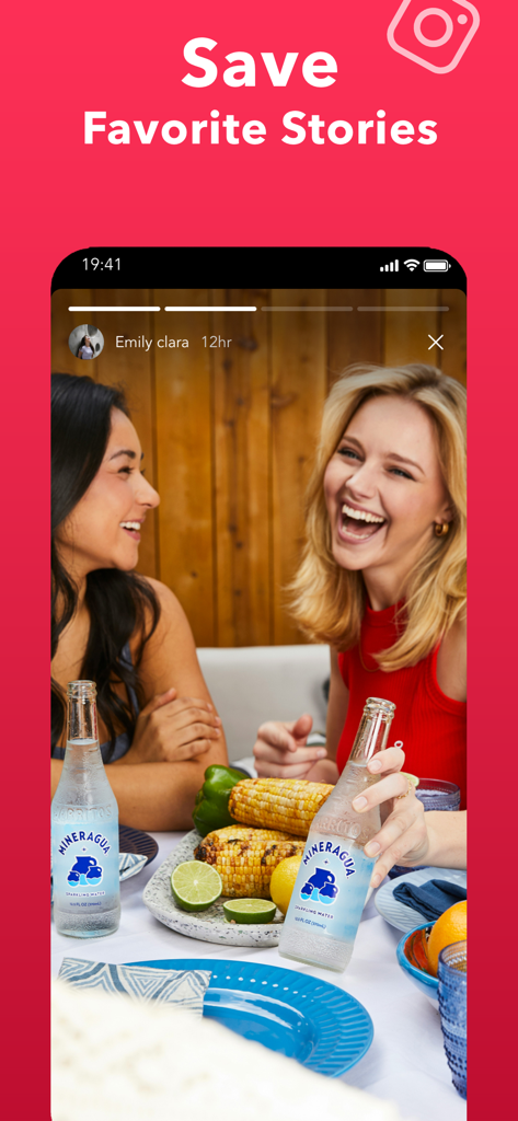 Interface do aplicativo Story Saver mostrando como salvar histórias favoritas do Instagram