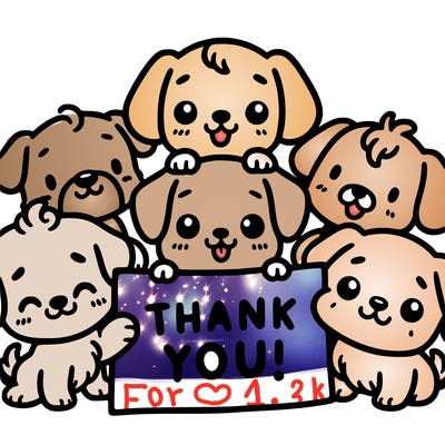 a bunch of cute dogs holding a thank you sign
