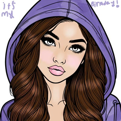 realistic beautiful girl with a hood on