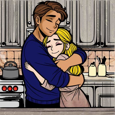 a man hugging a girl