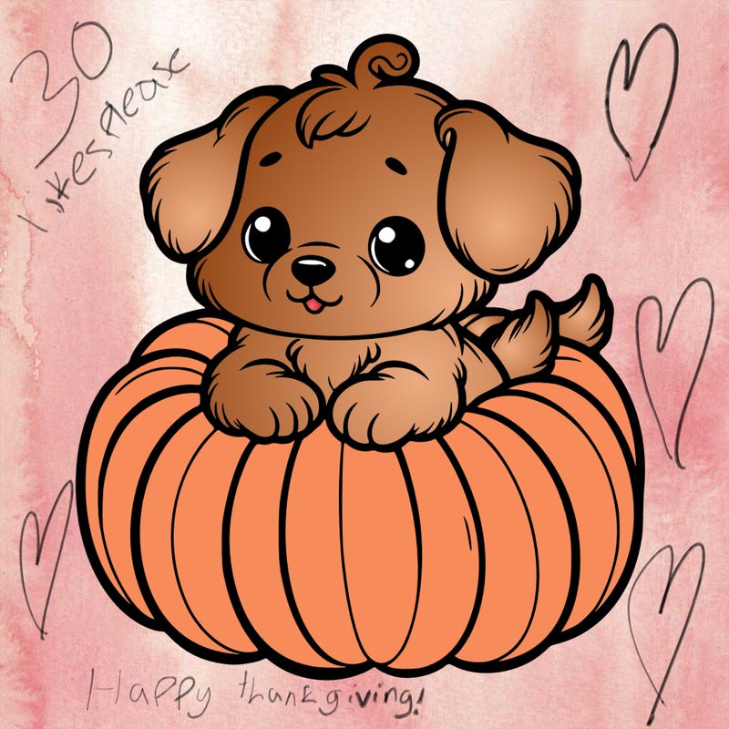 cute little puppy in a pumpkin