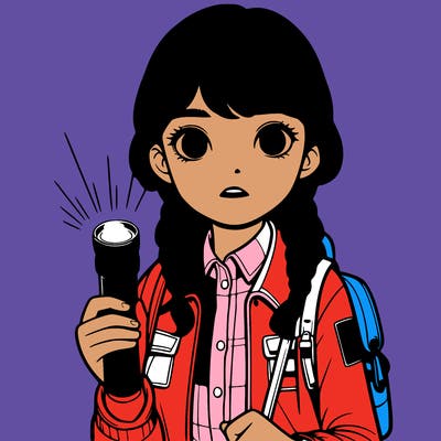 realistic girl with flashlight