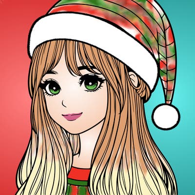 realistic girl with realistic santa hat