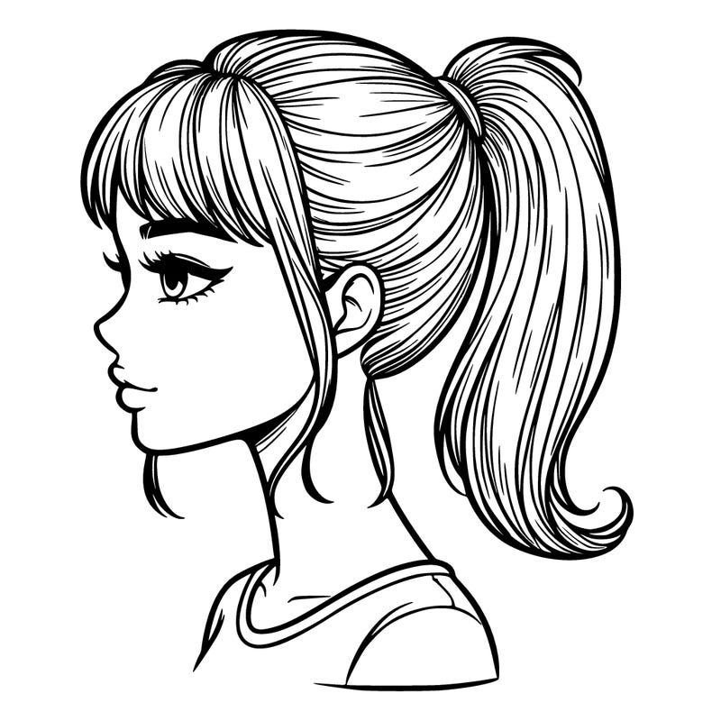 realistic woman with a pony tail hair style