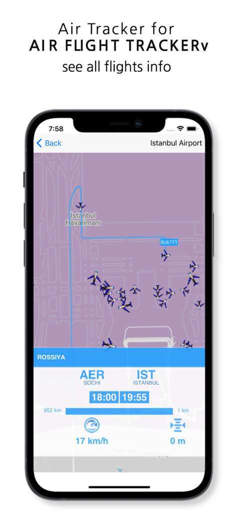 Air Flight Tracker - Real-time flight tracking map showing aircraft at Istanbul Airport
