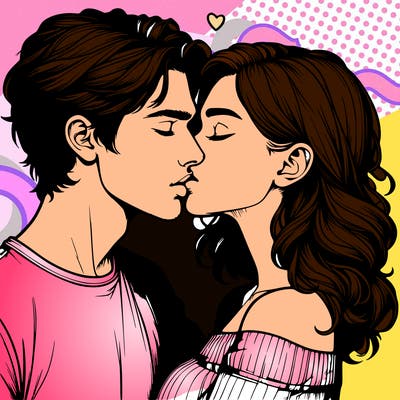 realistic couple kissing