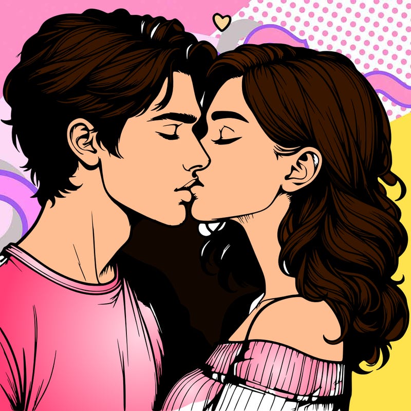 realistic couple kissing