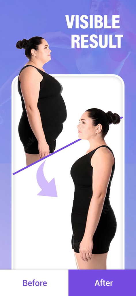 Flat Stomach Workout - 30 Days - Transformación de pérdida de peso antes y después que muestra resultados visibles de la rutina de abdomen plano.