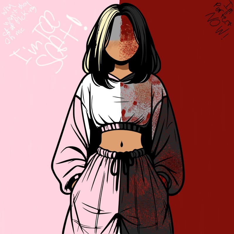 realistic girl faceless with baggy pants and a crop top