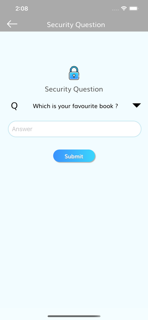 Calculator Vaultアプリのセキュリティ質問画面。プライベートデータを保護するために、好きな本について尋ねています。
