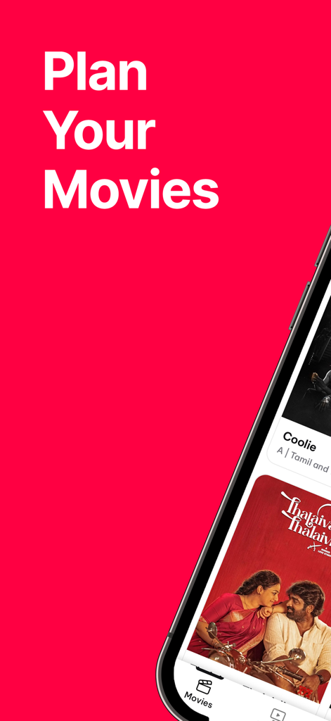 Smartphone screen showing the TicketNew app for movie ticket booking with a Plan Your Movies headline