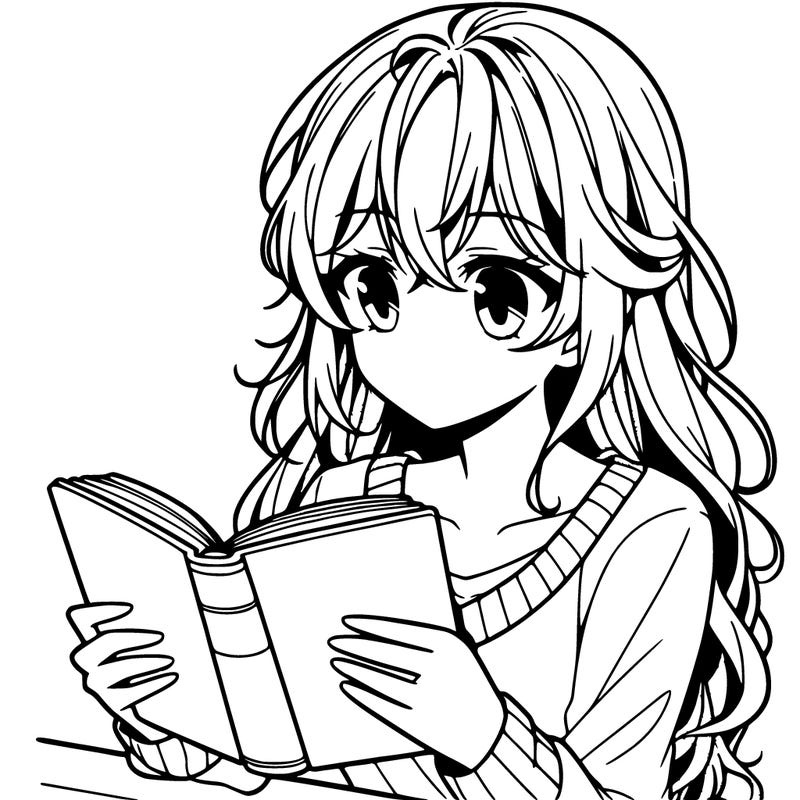 anime girl reading a book
