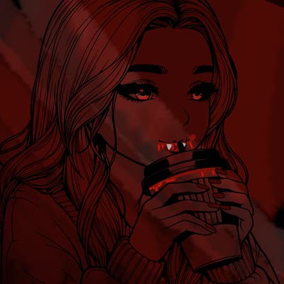 realistic girl drinking coffee