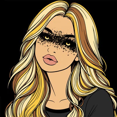 realistic girl with hair on her hair and lips