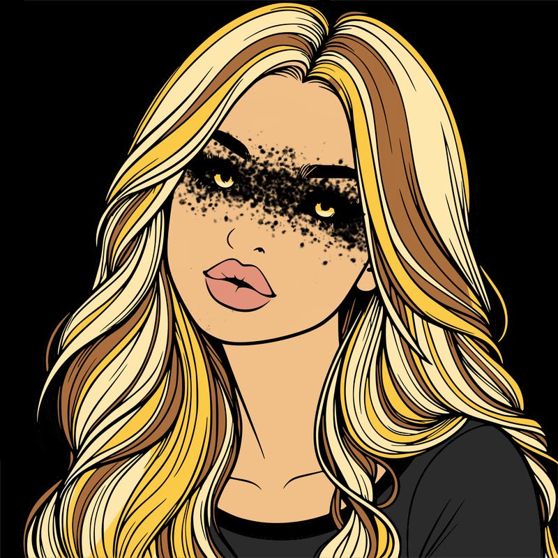 realistic girl with hair on her hair and lips