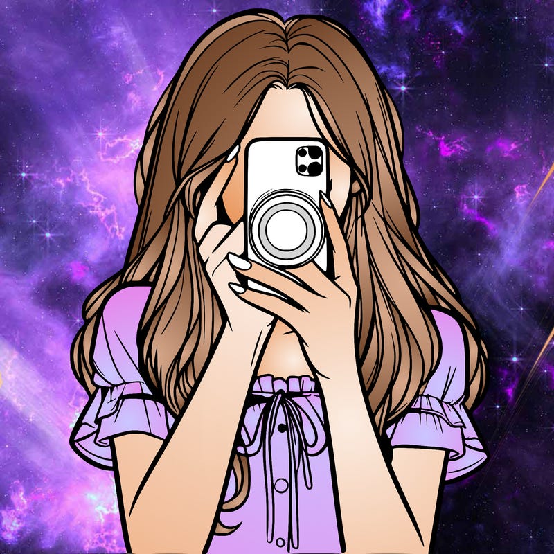 a realistic girl holding her phone taking pictures