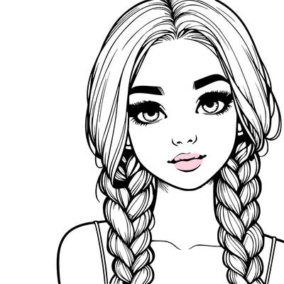 realistic girl with braids