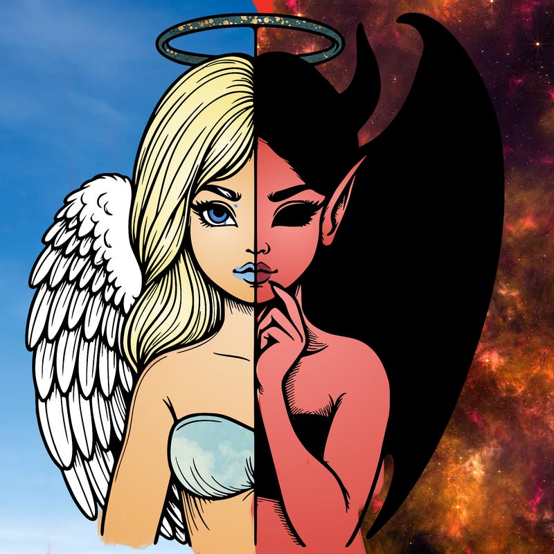 realistic angel half demon