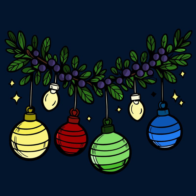 christmas garland with big bulbs