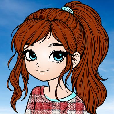 realistic girl with ponytail