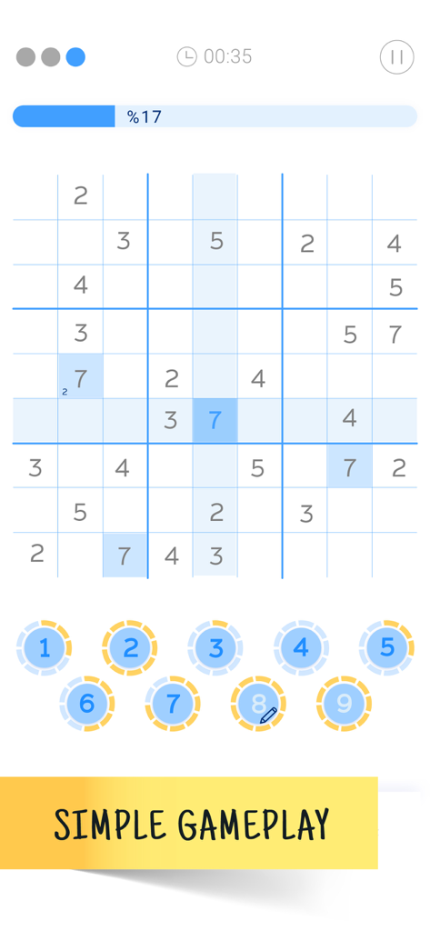 Sudoku: Classic Brain Puzzle - A classic Sudoku board with a clean interface showing numbers and progress