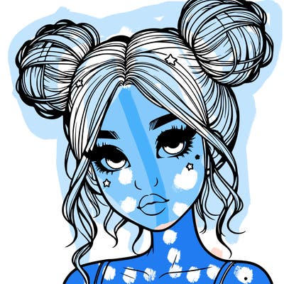 realistic girl with space buns