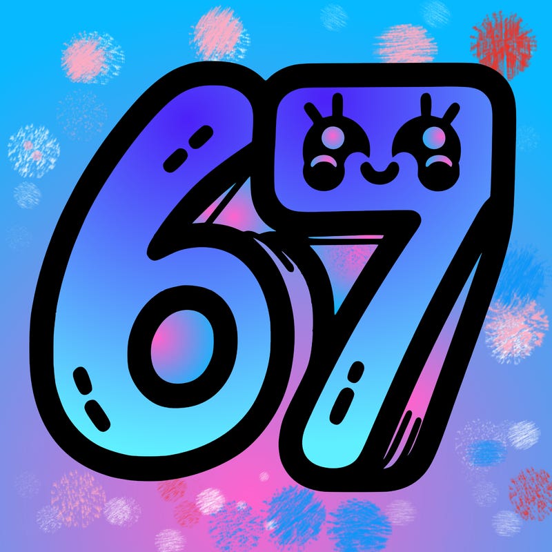 the numbers 67
