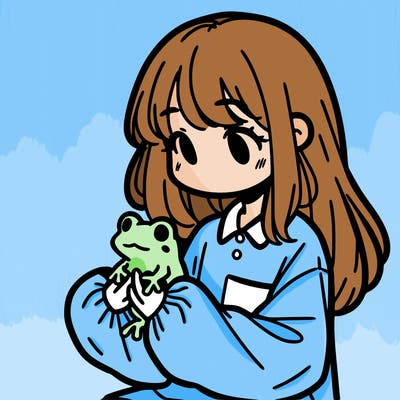 girl with long hair and a oversized shirt. and she is holding a frog