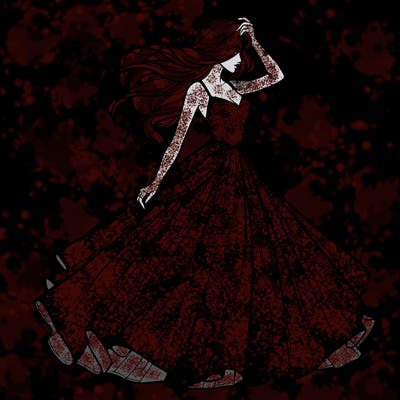 realistic woman with dress flowing in the wind