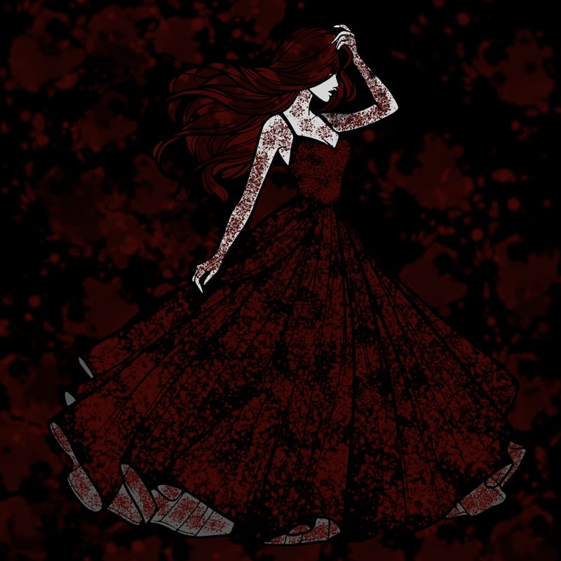 realistic woman with dress flowing in the wind