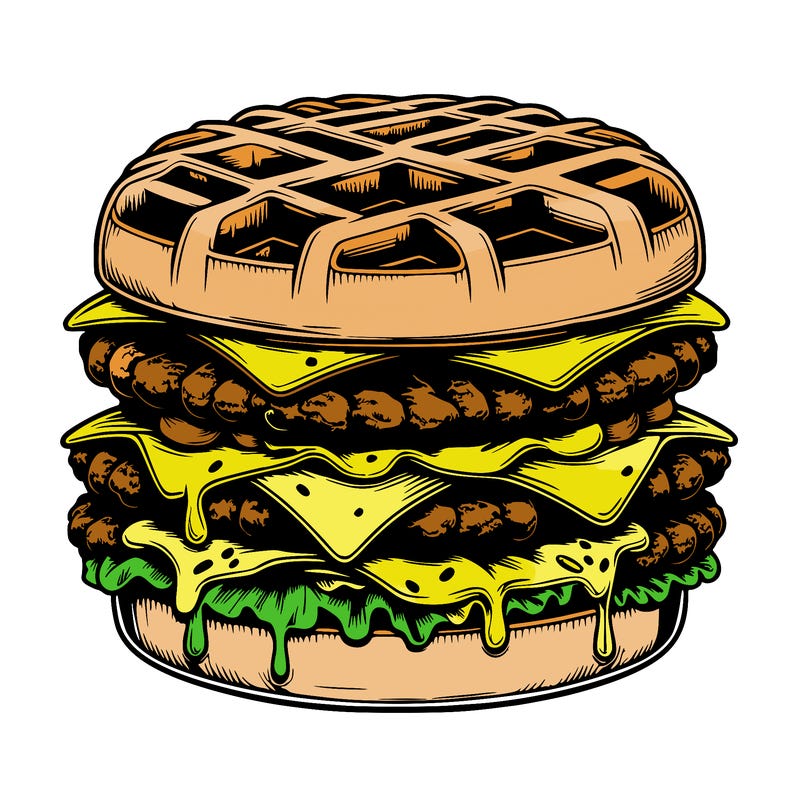 realistic waffle burger