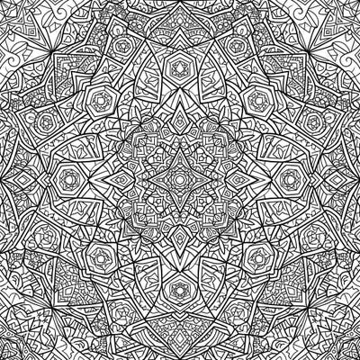 Immerse yourself in the captivating beauty of fractal geometric mandalas with this incredibly detailed coloring page. Its intricate, self-similar patterns offer a rewarding challenge for colorists of all levels.