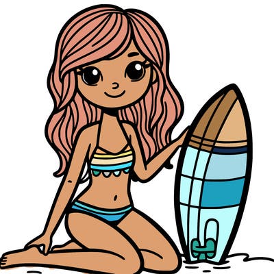 girl with surfboard