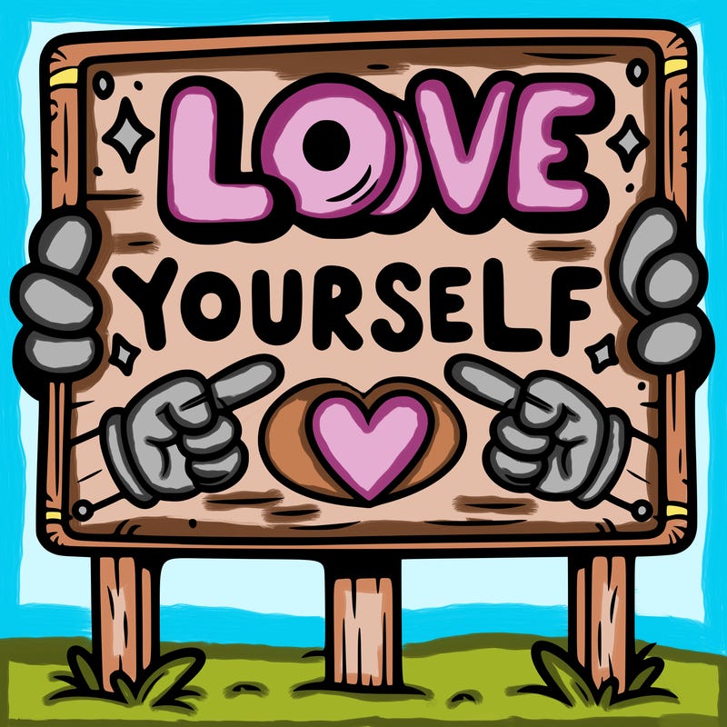 a sign where it is written: love yourself