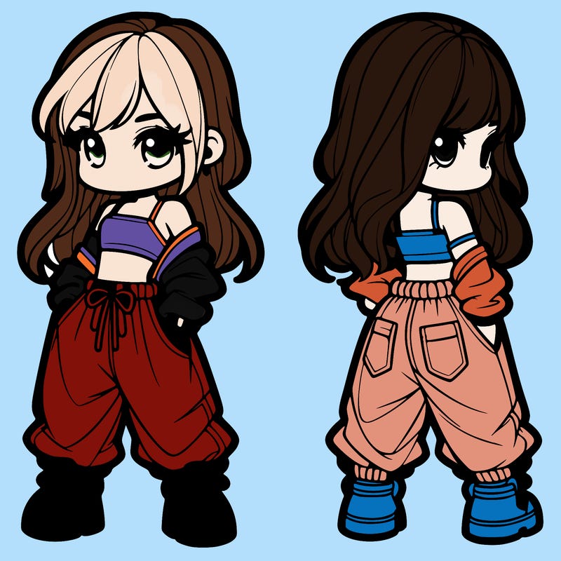 girl in crop top and baggy pants