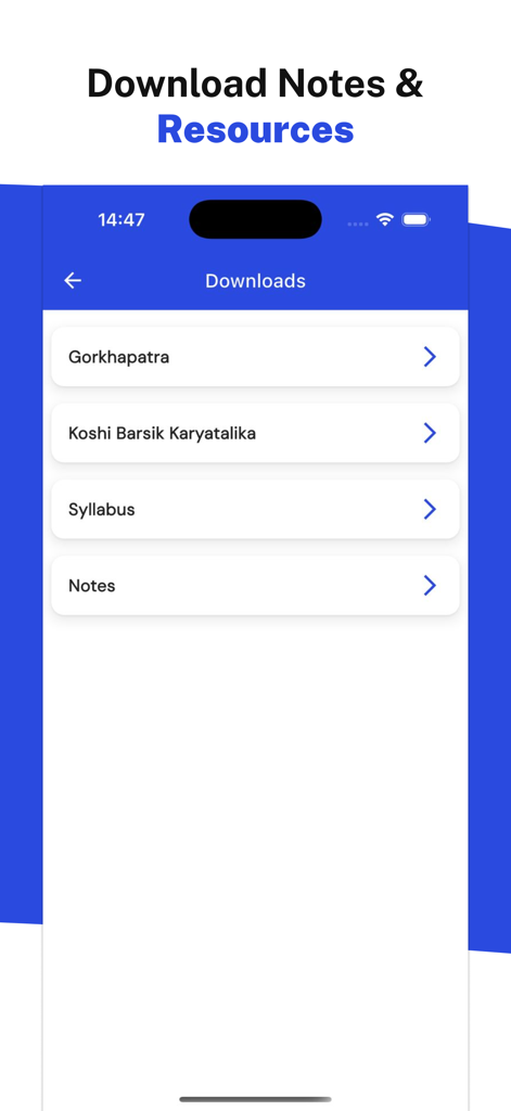 Loksewa Tayari  Offline - 2082 - Download screen for Loksewa exam notes, syllabus, and Gorkhapatra resources.