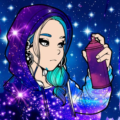 a realistic girl, spray painting