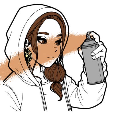 a realistic girl, spray painting