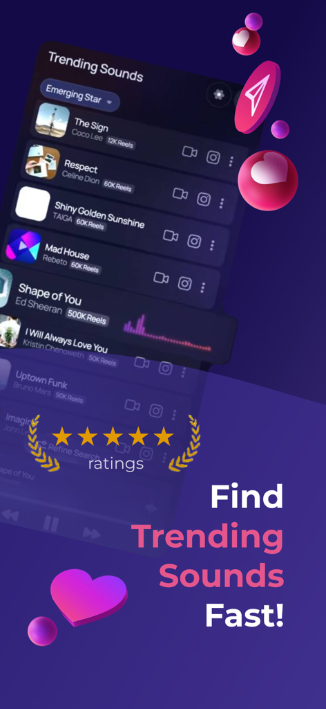 Boost App Social - Boost App Social trending sounds interface for social media creators
