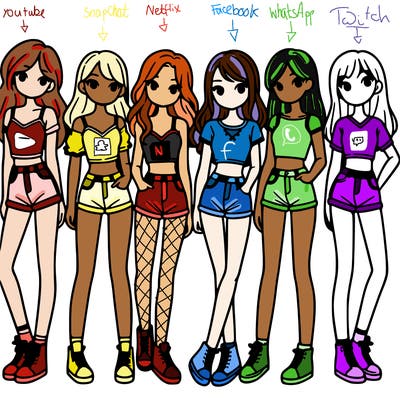 a group of girls wearing crop tops and shorts