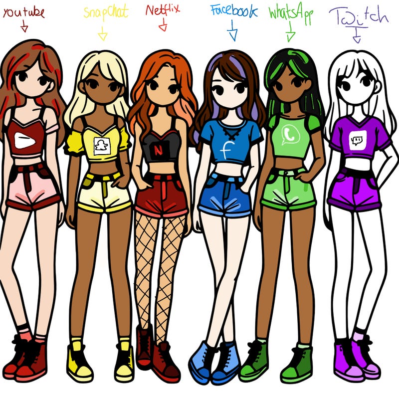 a group of girls wearing crop tops and shorts