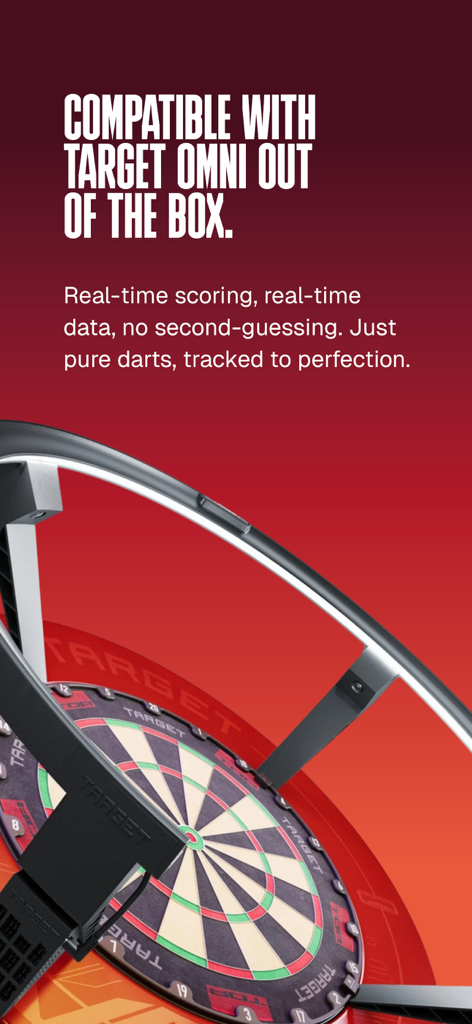 Promotion of DartCounter app compatibility with Target Omni hardware for real-time automated scoring