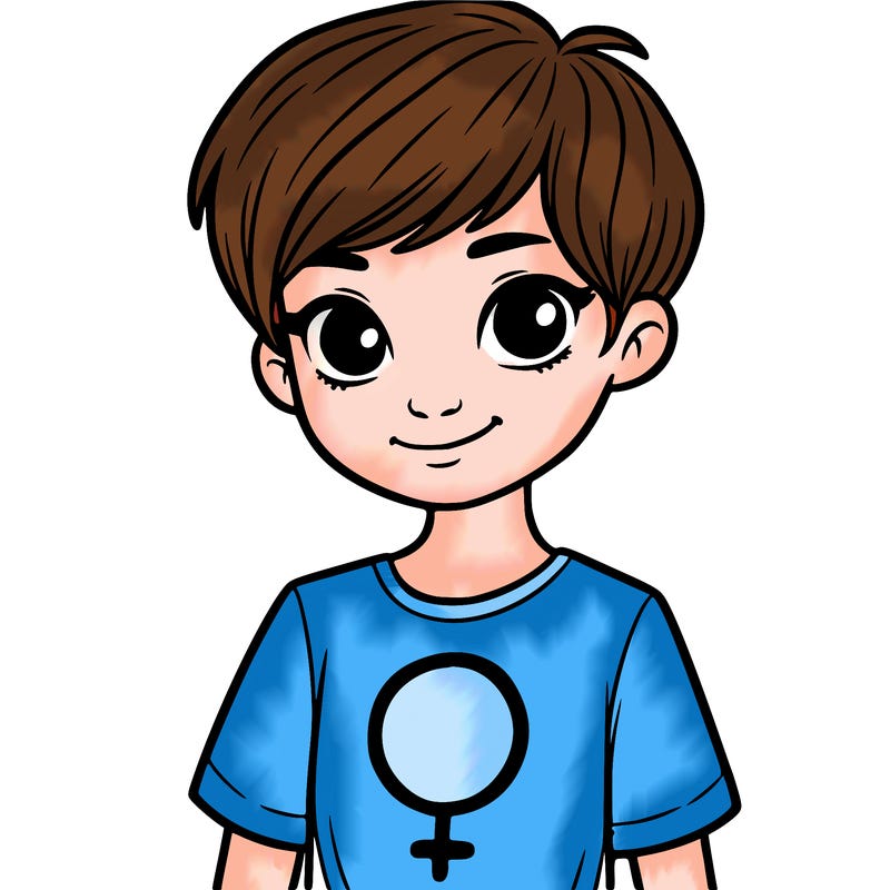 girl with pixie cut and feminist shirt
