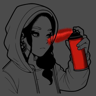 a realistic girl, spray painting