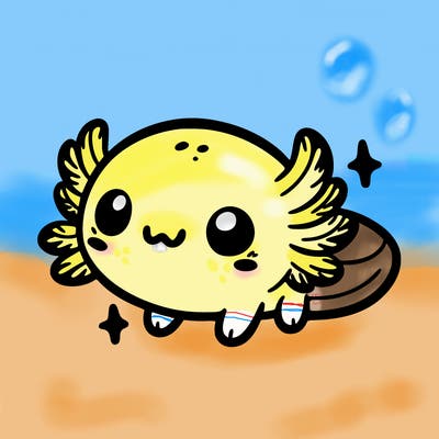 cute easy baby axolotl