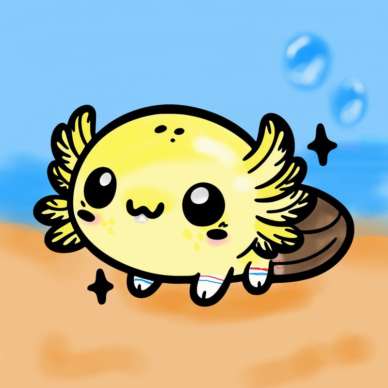 cute easy baby axolotl