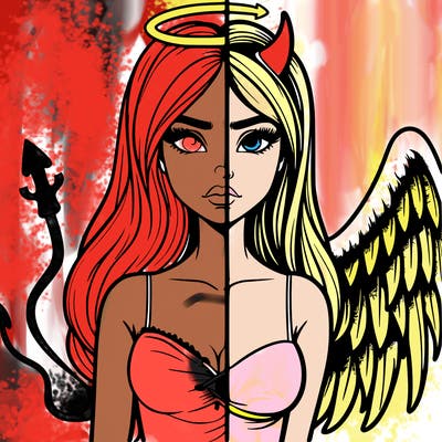 devil vs angel realistic girl