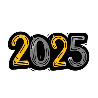 one line scrawled numbers sketch design “2025”