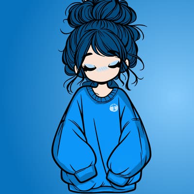 girl with baggy sweatshirt and messy bun