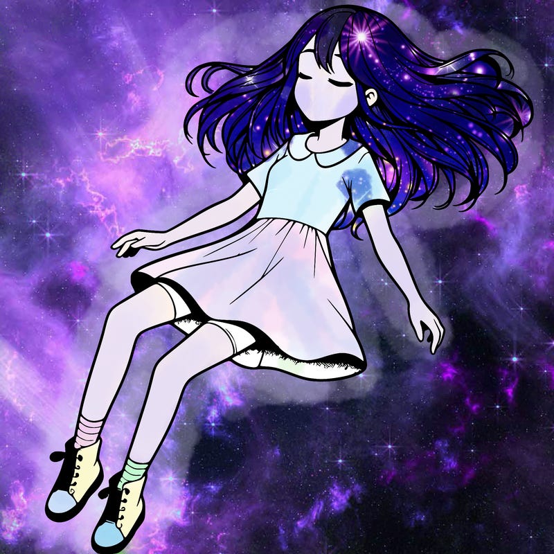 realistic girl floating